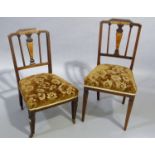 Two mahogany and inlaid salon chairs comprising a single and a nursing chair both on square