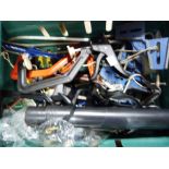 A quantity of tools including corner clamps, sash and other clamps, quick-grip bar clamps, etc (