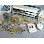 A small collection of costume jewellery including a Russian bangle, early 20th century pocket