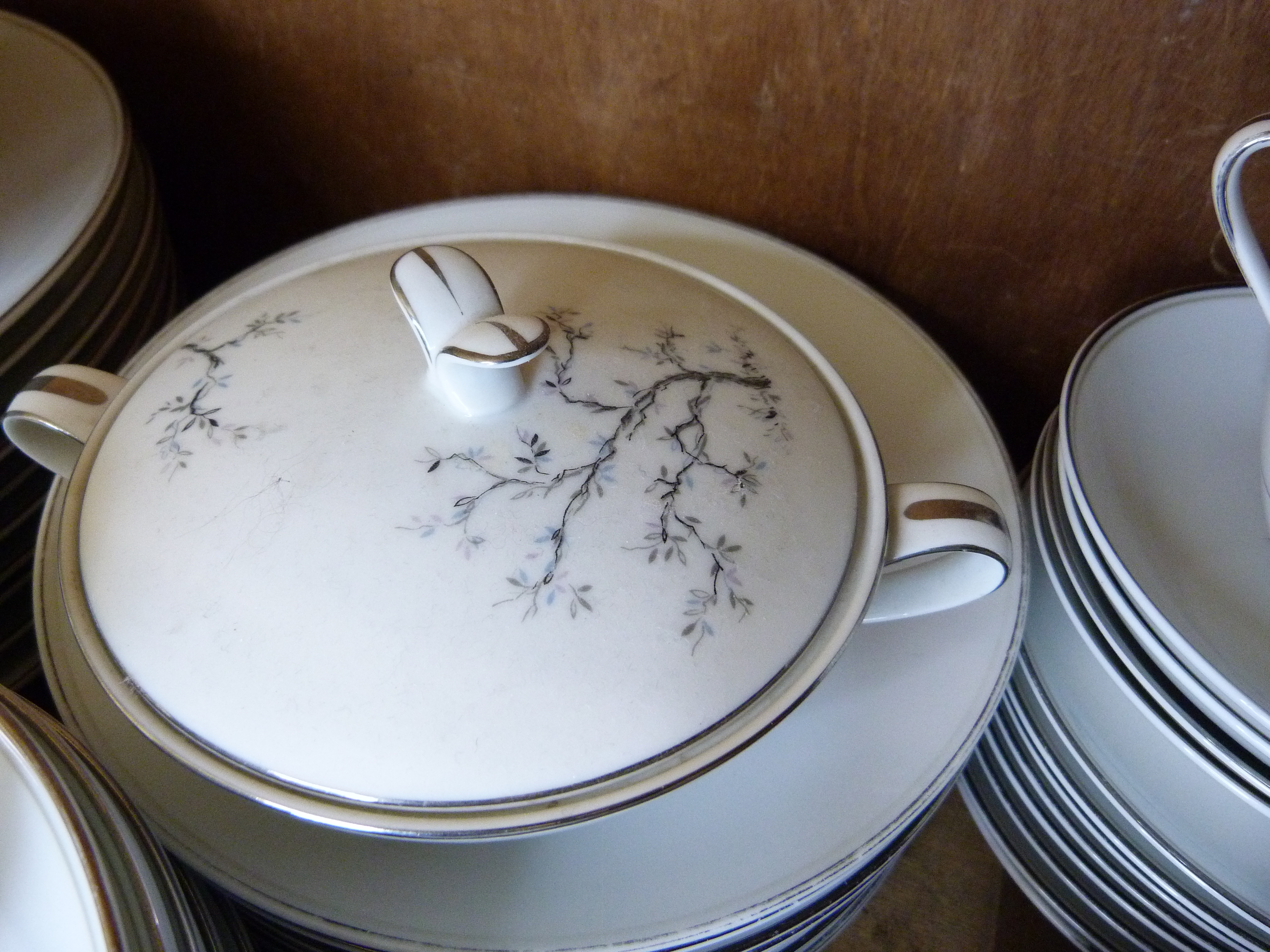 A Noritake dinner service decorated with grasses with silver rim, and a part service by Noritake, - Image 2 of 5