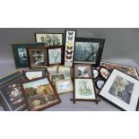 A Victorian Oxford frame containing a chromolithographic print together with a quantity of framed