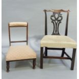 An C18th mahogany single chair having a shaped top rail, interlaced pierced splat, carved with