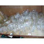 A quantity of mainly pressed glassware comprising vases, bowls and glasses