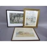 Edward J Rawlins Trees at Knaresborough, Yorkshire farmstead and coastal landscape watercolour