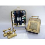 A Victorian coal box, the lid of foliate embossed design together with a brass framed and mirrored