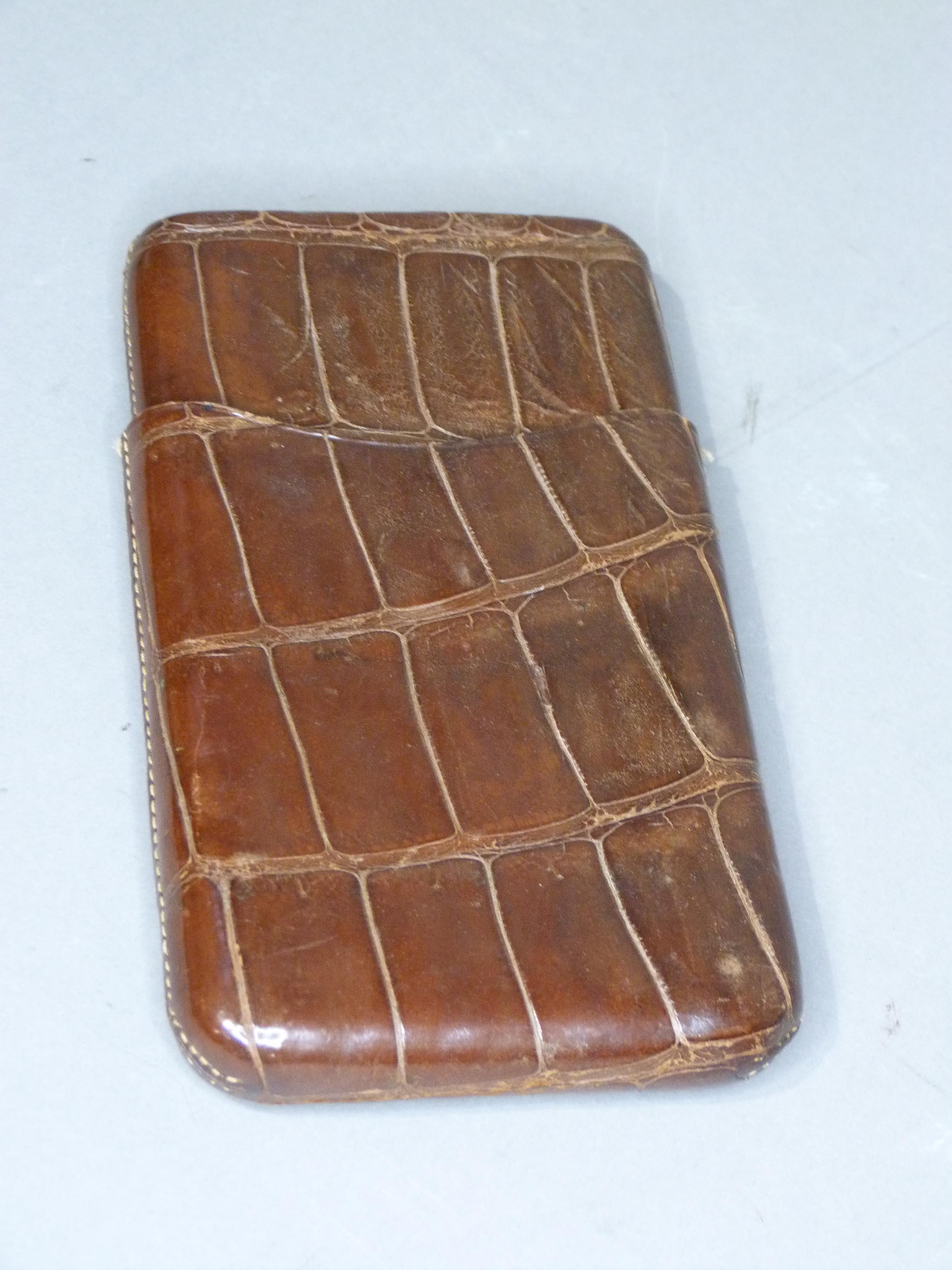 A crocodile skin cigar case - Image 3 of 4