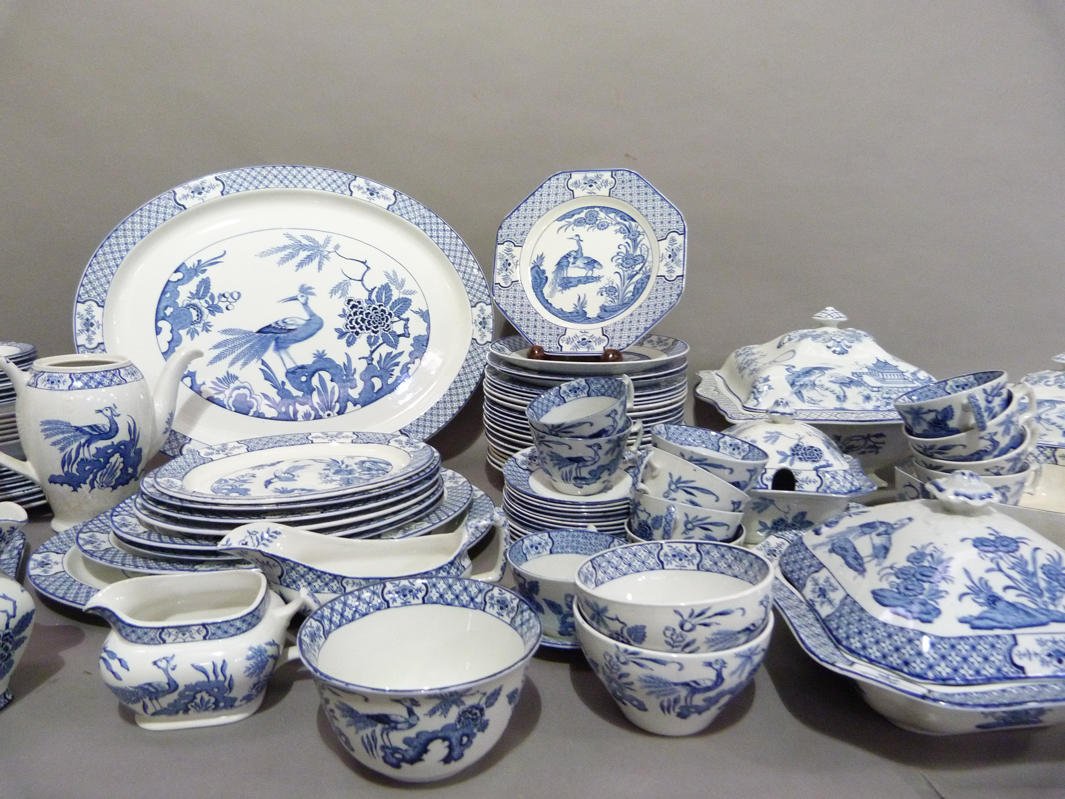 An extensive yuan ware blue and white dinner service