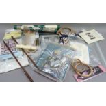 A box of needlework packs for bookmarks, cross stitch kits, embroidery packs, together with a pair