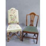 A William and Mary style walnut framed dining chair the arched upholstered back and stuffed over