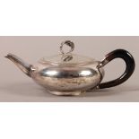 A 19TH CENTURY DUTCH SILVER BACHELORS TEA POT of compressed globular form, the lid with serpent