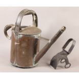 OF GARDENING INTEREST: AN EARLY 20TH CENTURY COPPER WATERING CAN with strap handles, 36cm high,