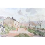 ARR ANGUS RANDS (1922-1985), Near Appletreewick, North Yorkshire, figures in a lane before a