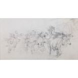 ARR DAME LUCY E KEMP-WELCH (1869-1958), Preliminary sketch for 'Colt Hunting in the New Forest'