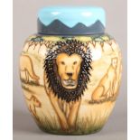 A MOORCROFT POTTERY GINGER JAR AND COVER, by Sian Leeper, c.1999, impressed mark, painted signature,