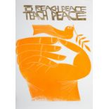 BY AND AFTER PAUL PETER PIECH (American 1920-1996), To Reach Peace Teach Peace, linocut, two