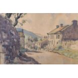 ARR ANGUS RANDS (1922-1985), Dales Village high street with rambler, ink and watercolour, signed