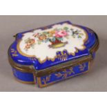 A 19TH CENTURY ROCKINGHAM STYLE PORCELAIN BOX by Samson c.1870, the cover painted with a basket of