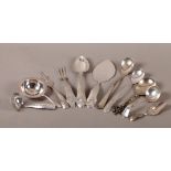 A SMALL QUANTITY OF DUTCH SILVER FLATWARE etc to include: pickle forks, jam spoons, cake servers,