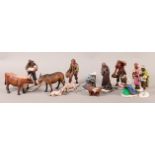 AN ITALIAN ANRI HAND CARVED AND PAINTED WOODEN NATIVITY SET, c.1930s, twelve pieces comprising