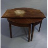 A 19th century mahogany D end dining table on square tapered legs with leaf 195cm x 125cm