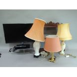 A reproduction mahogany wall shelf, a Samsung colour television receiver model T24D390S with