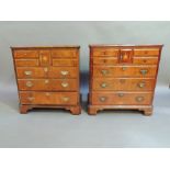 A pair of reproduction chests in George III style, one as a hi-fi cabinet the other as a TV cabinet,