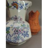 A Masons Patent Ironstone Swansea pattern large octagonal jug, 29cm high; together with a