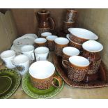 A small quantity of Killrush ceramic breakfast ware in brown comprising coffee pot, coffee cups