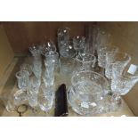 A quantity of miscellaneous cut and other glass ware including champagnes, wines, liqueurs etc