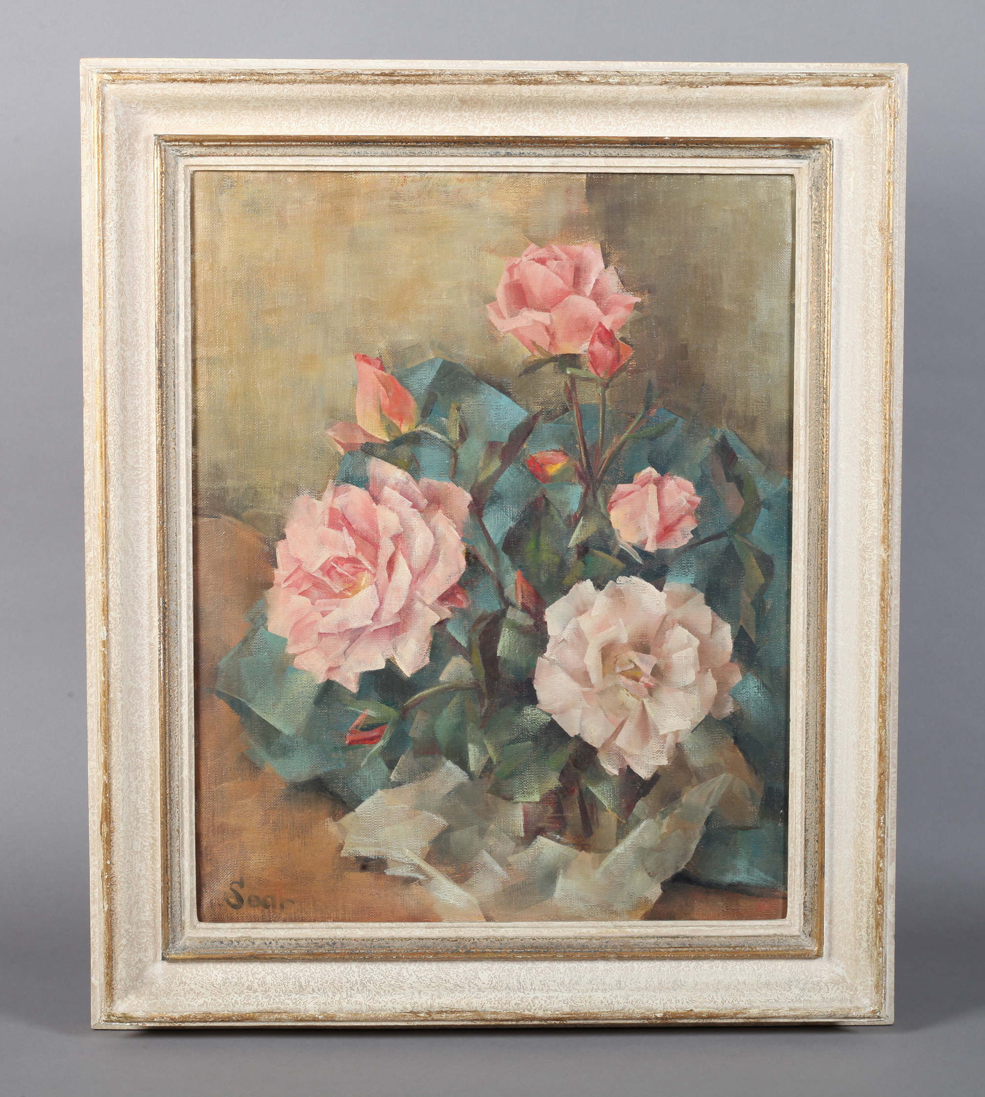 ELLEN SOAR (mid 20th century), Still life of pink roses, oil on canvas, signed lower left, 50cm x - Image 4 of 4