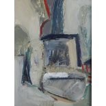 RUSSIAN SCHOOL (20th century), Abstract in green/grey and blue, oil on board, signed and dated (19)