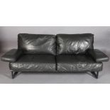 DE PAS, D'URBINO & LOMBAZZI FOR ZANOTTA, ITALY, c.1950s, Grand Italia sofa, black leather three