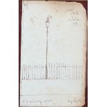 ARR L S LOWRY (1887-1976), Peel Park - lamp post and railing, ink on paper, numbered 29 to top left,