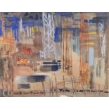 ARR DRUIE BOWETT (1924-1998), Industrial landscape, watercolour, signed to lower right, 51cm x 63cm,