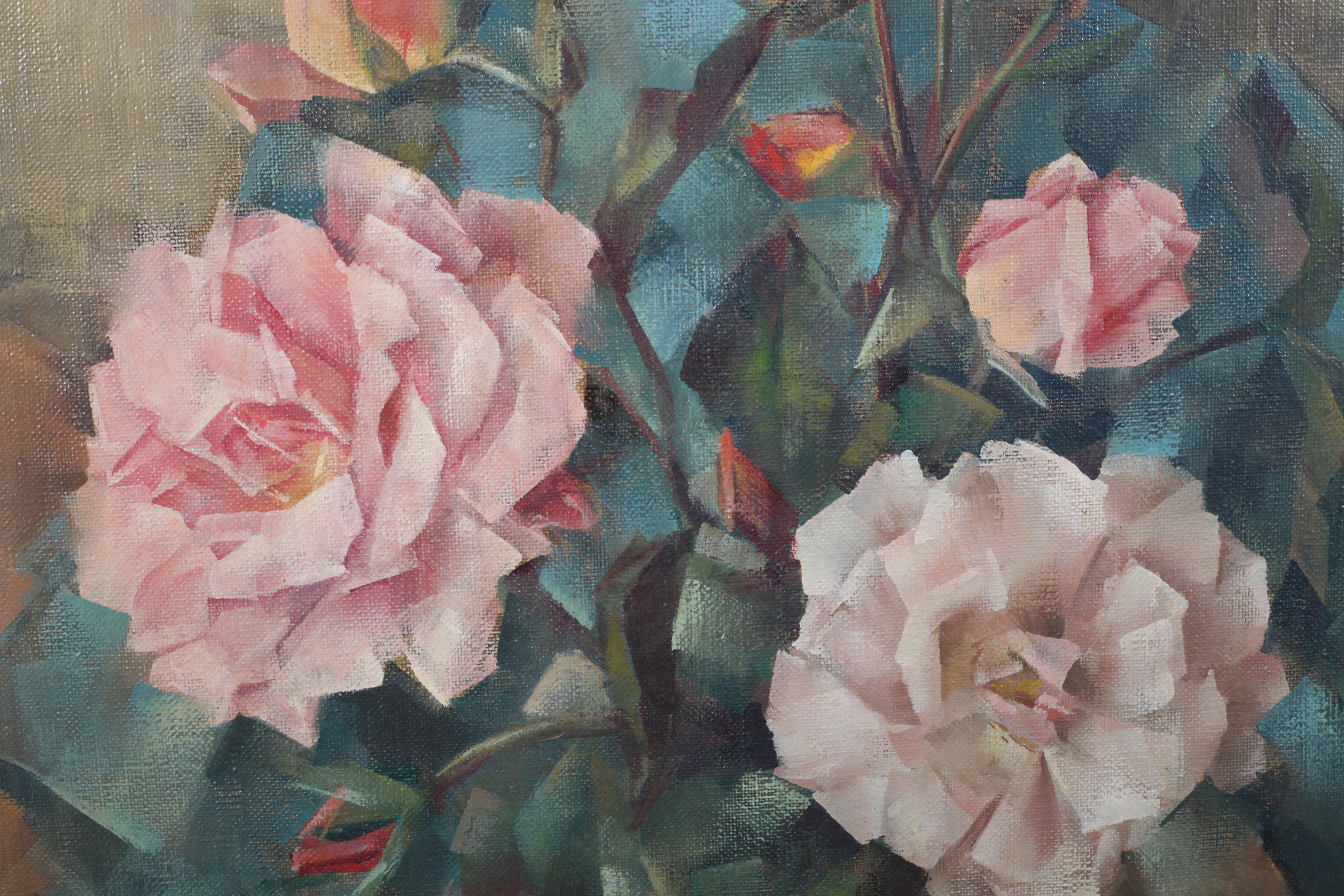 ELLEN SOAR (mid 20th century), Still life of pink roses, oil on canvas, signed lower left, 50cm x - Image 2 of 4