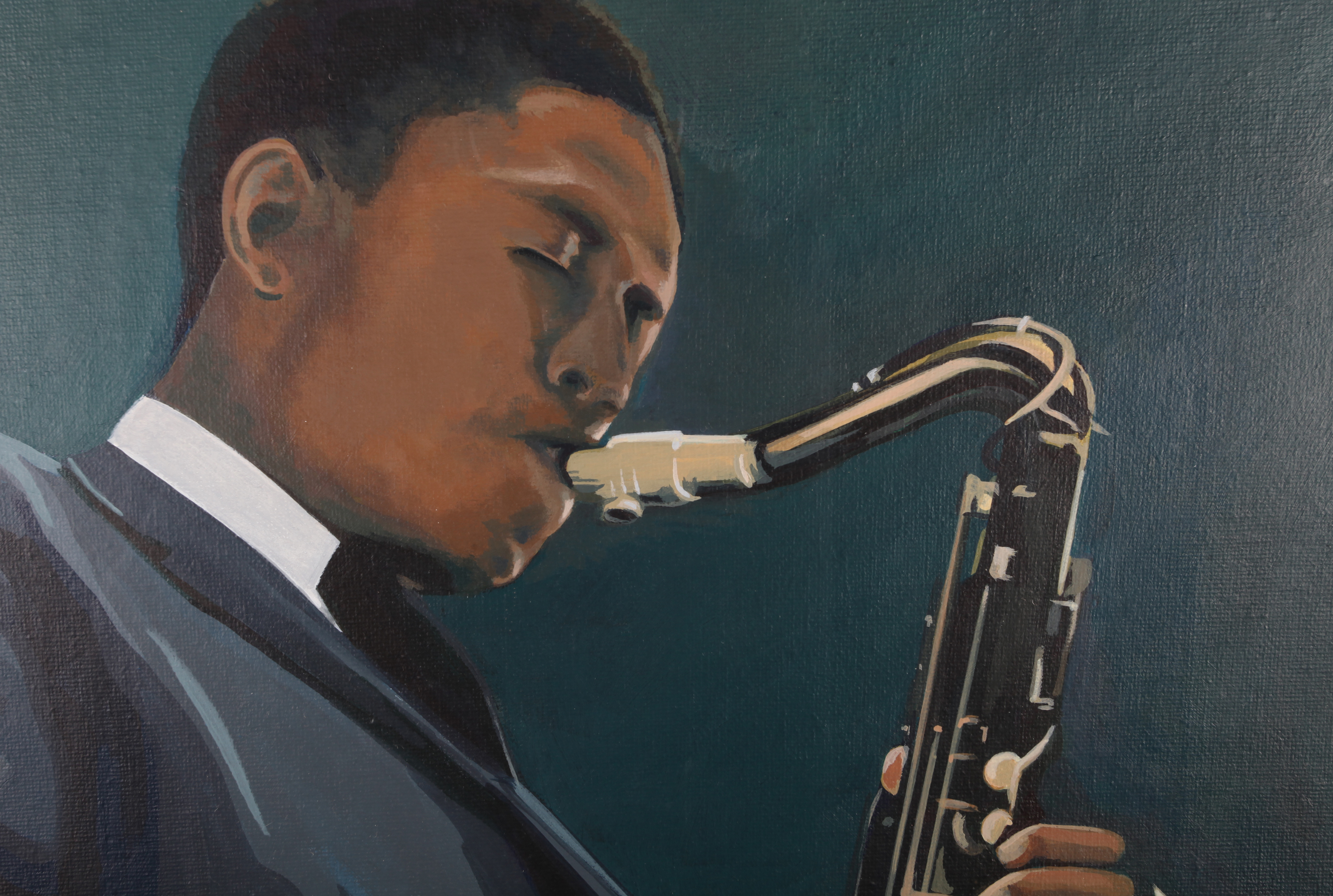 ARR NATHAN TURNBULL (20th century), 'John Coltrane', portrait of the renown jazz player, three- - Image 2 of 6