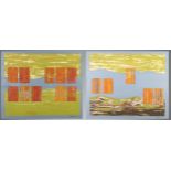 ARR DRUIE BOWETT (1924-1998), Abstract landscapes with vertical, mixed media, paper laid onto