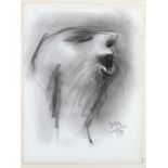 ARR JEAN-GEORGES SIMON (Hungarian 1894-1968), Singing head, charcoal, initialled and dated (19)58 to