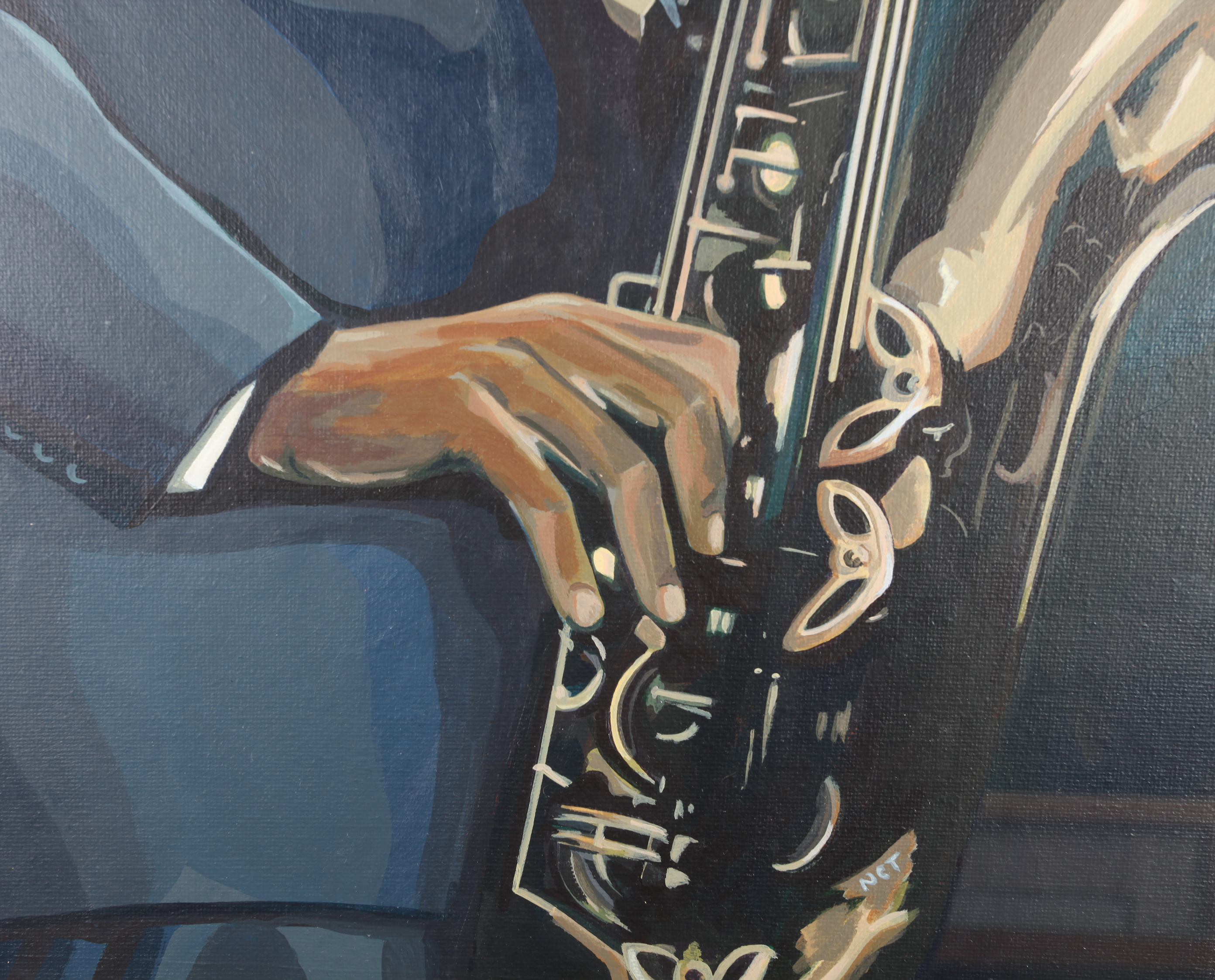 ARR NATHAN TURNBULL (20th century), 'John Coltrane', portrait of the renown jazz player, three- - Image 3 of 6