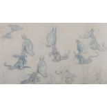 ARR ROY WILSON (1900-1965), Dragamuffin, sketches of the cartoon dragon, pencil and blue wash, c.