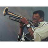 ARR NATHAN TURNBULL (20th century), Miles Davis, portrait of the renown jazz player, acrylic on
