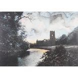 ARR JENNIFER DICKSON R.A (b.1936), Fountains Abbey at Dusk, aquatint, edition 10/30, titled and