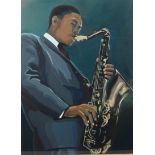 ARR NATHAN TURNBULL (20th century), 'John Coltrane', portrait of the renown jazz player, three-