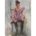 ARR YVONNE TOCHER (1920-2013), Charlie Girl, dancer resting, full portrait, mixed media, signed to