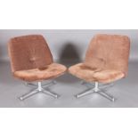 HOWARD KEITH FOR HK FURNITURE, LONDON, c.1970s, a pair of Pebble swivel lounge chairs upholstered in