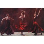 ARR FLETCHER SIBTHORP (b.1967), 'Tres Bailadoras En Roja', colour print, limited edition no. 218/