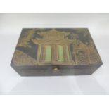 A modern box of chinoiserie decoration, 40.5cm wide by 25cm deep, 14cm high