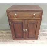 A mahogany cupboard, single drawer above pair of panelled cupboard doors, 51cm wide, 62cm high