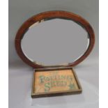 An Edwardian mahogany and satin wood banded wall mirror of oval outline with bevelled plate, 57cm by