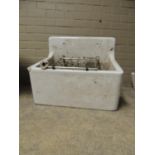 A modern pottery Belfast sink with drainer 51cm wide
